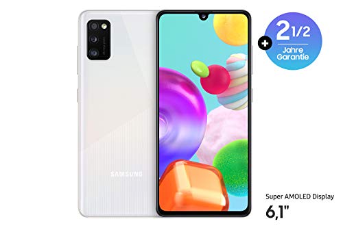 Samsung Galaxy A41 Android Smartphone ohne Vertrag, 3 Kameras, 6,1 Zoll Super AMOLED Display, 64 GB/4 GB RAM, Dual SIM, Handy in weiß, deutsche Version