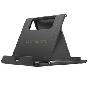 MoKo Verstellbare Handy Ständer/ 6-8 Zoll Tablet Halterung für iPhone 14/14 Pro/14 Pro Max, iPhone 13/12/12 mini/12 Pro Max/11 Pro Max/11 Pro, Air 4/3/Mini 6/5, iPad 9, iPad 7/8, Galaxy S20, Schwarz