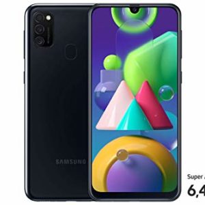 Samsung Galaxy M21 Android Smartphone ohne Vertrag, 3 Kameras, großer 6.000 mAh Akku, 6,4 Zoll Super AMOLED Display, 64 GB/4 GB RAM, Handy in schwarz, deutsche Version