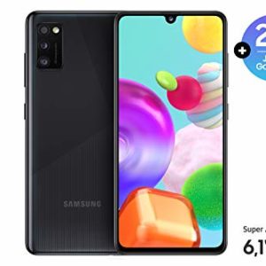 Samsung Galaxy A41 Android Smartphone ohne Vertrag, 3 Kameras, 6,1 Zoll Super AMOLED Display, 64 GB/4 GB RAM, Dual SIM, Handy in schwarz, deutsche Version