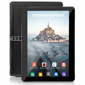 10 Zoll Android Tablet, Android 9.0, 5G Wi-Fi, 4GB RAM, 64GB ROM, Octa -Core Prozessor, IPS HD Display, 3G Phablet mit Dual SIM Card Slots, Bluetooth, 5000 mah Akku, GPS, E1 (schwarz)