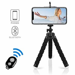 Alfort Handy Stativ, Smartphone Stativ Flexibel Mini Dreibeinstativ Universal Handy Halterung Halter Kamera Ständer mit Bluetooth Fernsteuerung Shutter für iPhone/Galaxy/Honor/Xperia/Redmi (Schwarz)