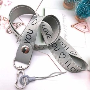 SELLM Liebe Muster Mode Halsriemen Telefon Lanyard Kamera Riemen Schlüssel Zubeh?r Büro Arbeit Tag Lanyard Riemen Schlüsselband Lanyards, grau