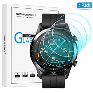 NEWZEROL 4 stück Display Glasschutz Displayschutzfolie Kompatibel für Huawei Watch GT 2 46mm (Durchmesser 39 mm) 2.5D Arc Edges 9H Glas Displayschutz Anti-Kratzer blasenfrei Schutzfolie - Transparent