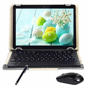 FIGE Tablet 10-Zoll-Android 9.0 Quad Core/4 G RAM,64 GB ROM / 8000 Ah/1280 × 800HD/WLAN/GPS/5 MP+8MPKamera/Tastatur/Schutzabdeckung/Dual-SIM-Karte (Black)
